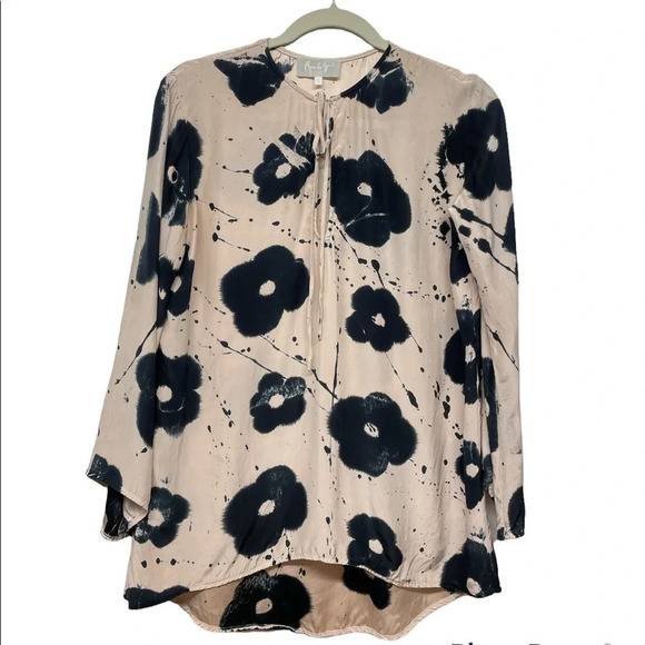Amanda Bond Floral Silk Blouse Small Hand Dyed - Picture 3 of 11